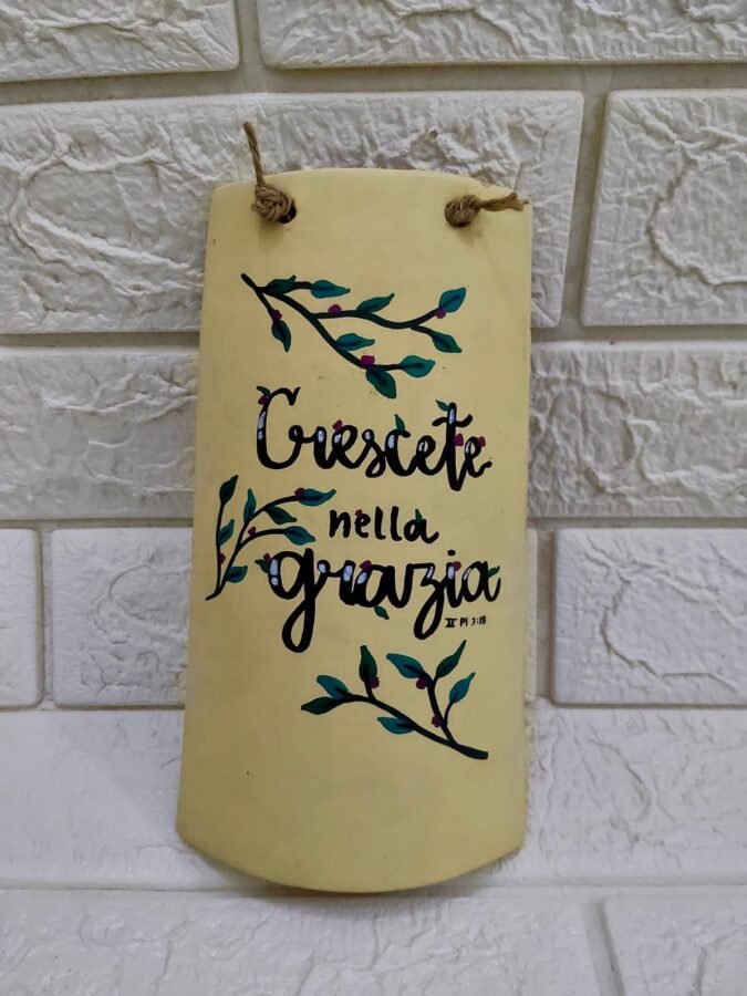 Tegola decorata con verso biblico - immagine 5