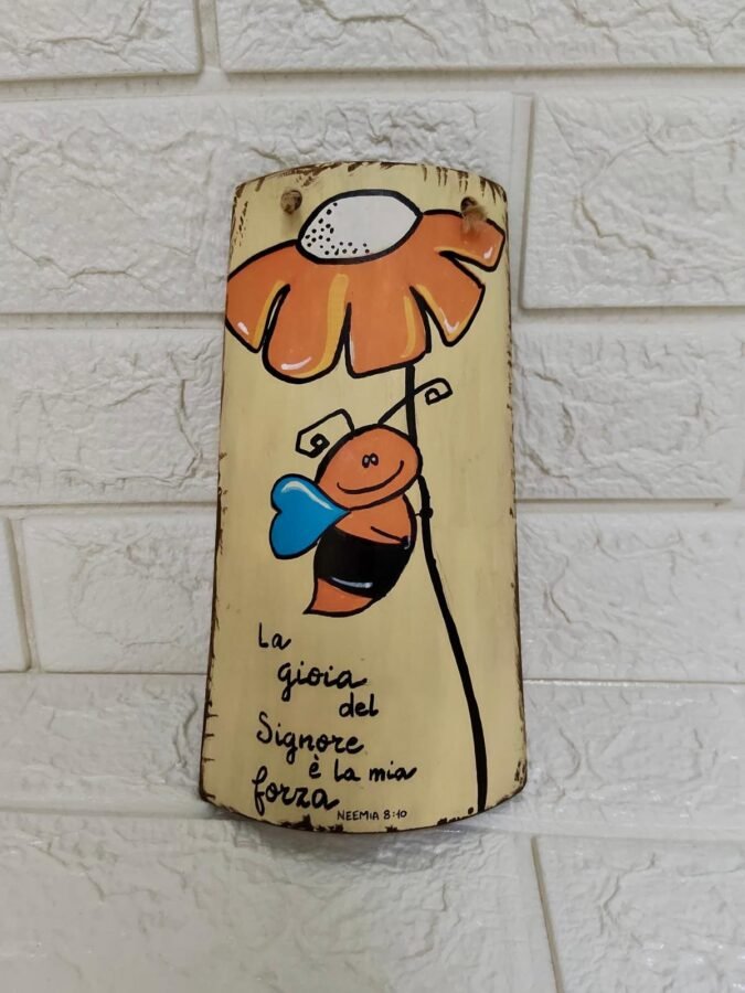 Tegola decorata con verso biblico - immagine 2
