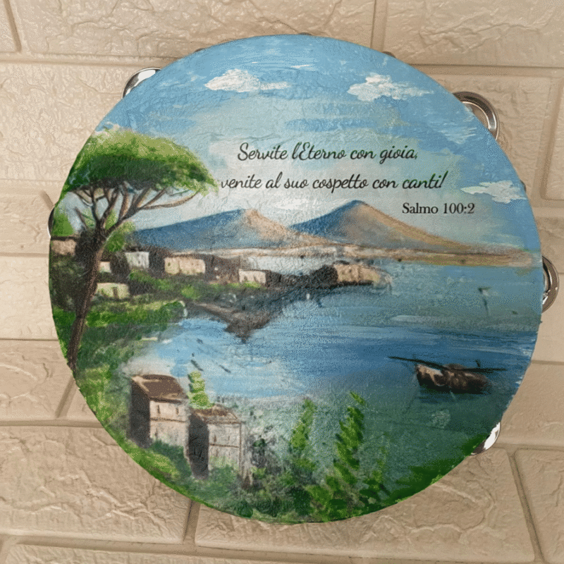 Tamburello artigianale con verso