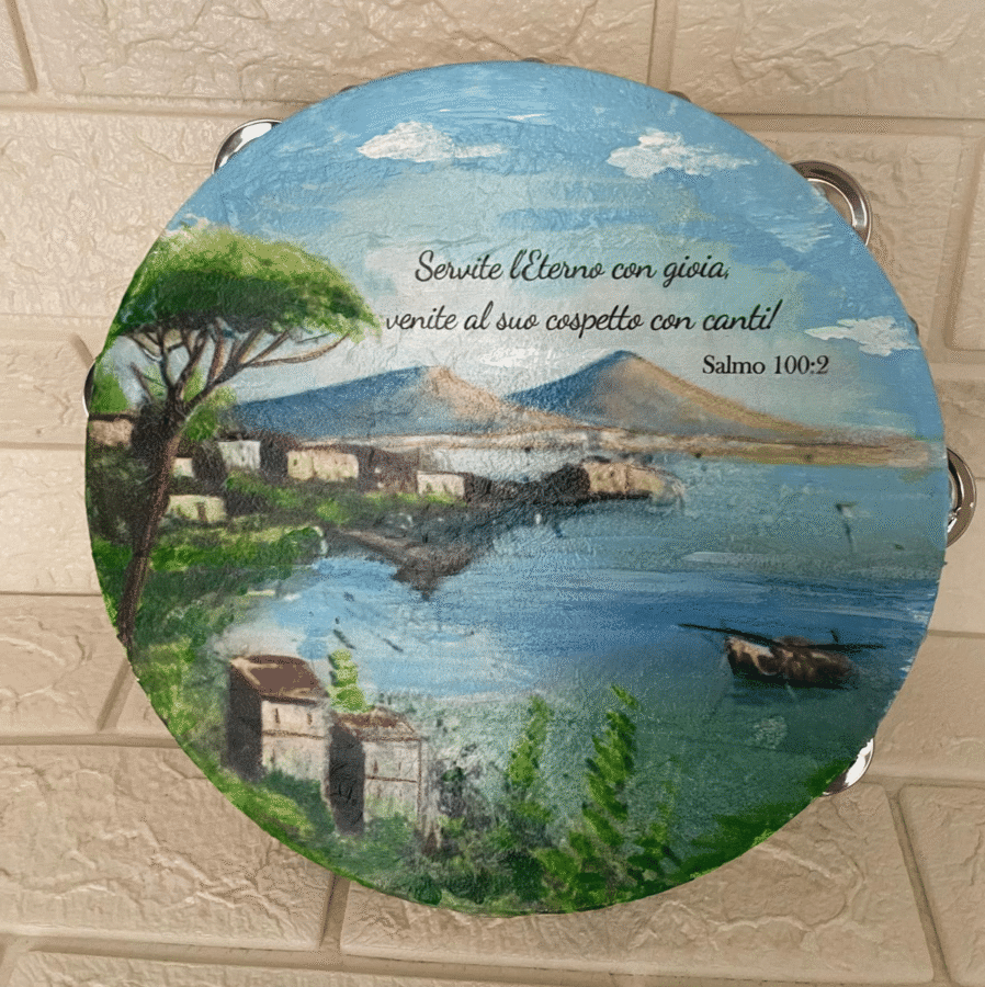 Tamburello artigianale con verso